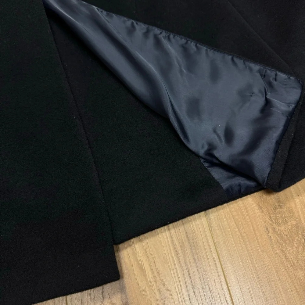 Cezani Black Wool Long Coat Peacoat 44L